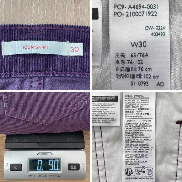 Levi’s Skirt Women 30 Waist Plum Perfect Purple Corduroy Icon  A46940031 - Picture 13 of 13
